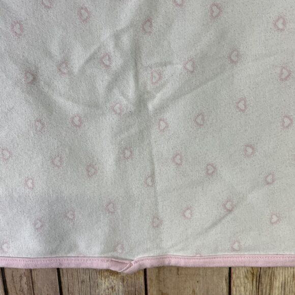 Precious Firsts by Carter’s White Pink Heart Baby Blanket Cotton Stretch Jersey - Picture 4 of 7